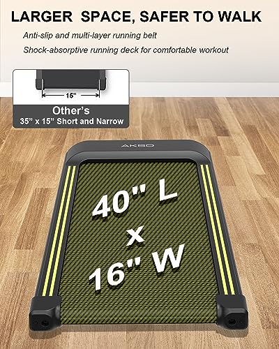 AKSO Walking Pad Under-Desk Treadmill, 300lbs Capacity, Quiet 3.8mph, LED Display Remote Control &APP, Portable Mini Desk Treadmill for Home Office Small Apartment