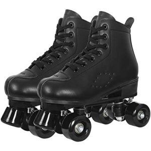roller skates for women with pu leather high-top classic double row rollerskates, unisex-adult derby skate for beginner,fast braking rink skates