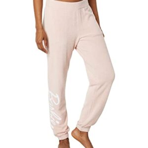 Barefoot Dreams CozyChic Ultra Lite Women's Barbie Sweatpants, Dusty Rose-White, Size Large