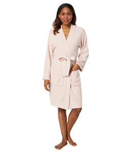 barefoot dreams cozychic lite® barbie robe dusty rose/white sm (us 6-8)