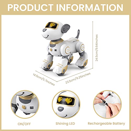 FUUY Remote Control Dog for Kids Robot Dog That Acts Like a Real Dog Interactive Robot Pet Follow Me Robotics Toys Intelligent Robo Dog Programmable Sing and Dance Design Birthday Gifts Kids Age 4-7