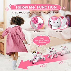 FUUY Robot Dog Toys for Girls Toys Interactive Robot Toy FollowMe Robot for Kids 5-7 Intelligent Remote Control Dog with Sing Dance AI Robotics for Kids Age 3 4 5 6 7 Chrismas Birthday Gifts Girls