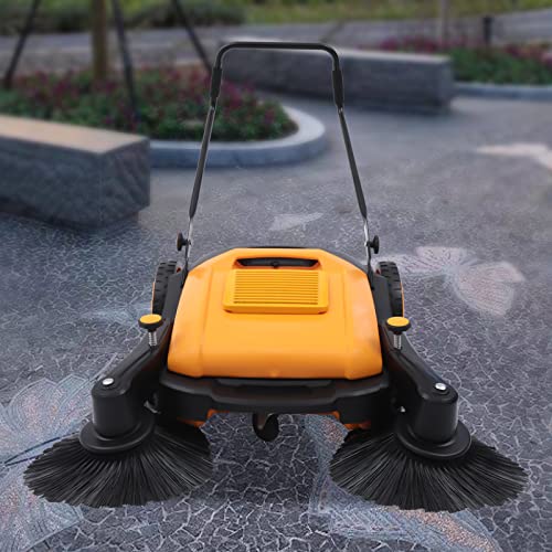 41''Walk-Behind Outdoor Hand Push Floor Sweeper Street Pavement Sweeping Cleaner Tool 55L