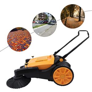 41''Walk-Behind Outdoor Hand Push Floor Sweeper Street Pavement Sweeping Cleaner Tool 55L