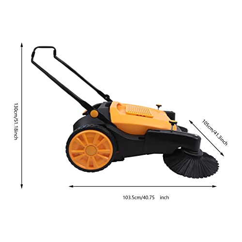 41''Walk-Behind Outdoor Hand Push Floor Sweeper Street Pavement Sweeping Cleaner Tool 55L