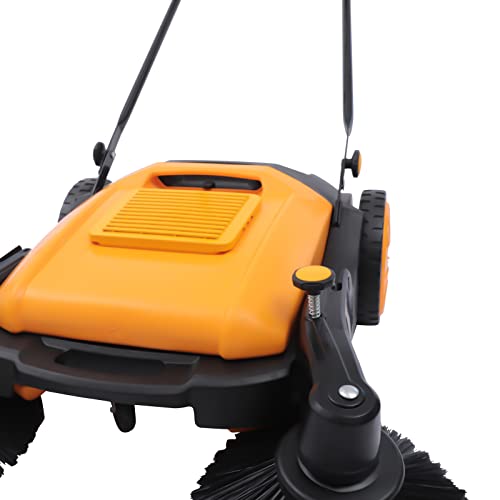 41''Walk-Behind Outdoor Hand Push Floor Sweeper Street Pavement Sweeping Cleaner Tool 55L