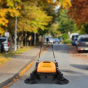 41''Walk-Behind Outdoor Hand Push Floor Sweeper Street Pavement Sweeping Cleaner Tool 55L