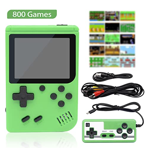 LARSEBEI Retro Handheld Game Console, 3.0-Inch Portable Video Game Console for Kids with 800 Classical FC Games，1020mAh Rechargeable Battery，Supports Two Players and Connects to TV (Green)