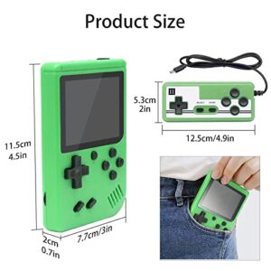 LARSEBEI Retro Handheld Game Console, 3.0-Inch Portable Video Game Console for Kids with 800 Classical FC Games，1020mAh Rechargeable Battery，Supports Two Players and Connects to TV (Green)