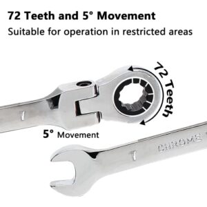 Rierdge 7mm 12 Point Flex Head Ratcheting Wrench, Metric Ratchet Wrench Set with 72 Teeth & 5°Movement for Tight Space, 2 PCS