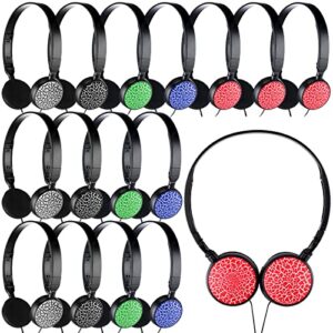 15 pack kids headphones bulk on ear headphones wired adjustable school headsets foldable children headphones with 85db volume limiting 3.5mm jack for classroom tablet laptop study airplane travel