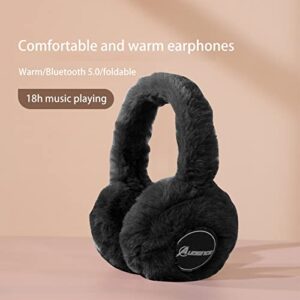 AZXY Bluetooth Headphones Over The Ear, Wireless Bluetooth Headphones with Microphone, Foldable Earmuff Warm Plush Winter Lightweight Stereo Noise Cancelling Headsets 10 Hour Music