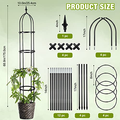 4 Pack 6 ft Garden Obelisk Trellis for Climbing Plants Outdoor Metal Tower Garden Trellis Plant Support Tall Plastic Trellises for Indoor Outdoor Potted Plants Climbing Vines Flowers Stands