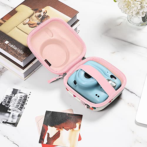 Fintie Protective Case for Fujifilm Instax Mini 12/11/Mini 9/ Mini 8/ Mini 7s/ Mini 90/ Mini 70 Instant Camera - Shockproof Hard Shell Carrying Case with Removable Adjustable Strap, Raining Hearts