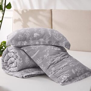 Bedsure California King Comforter Set - Grey Comforter, Cal King Bed Set, Cute Floral Cali King Bedding Set, 3 Pieces, 1 Soft Reversible Botanical Flowers Comforter and 2 Pillow Shams