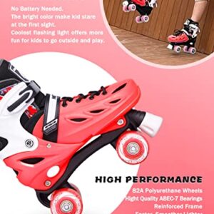 METROLLER Roller Skates for Girls and Boys Teens, Adjustable 4 Sizes for Kids Toddler Rollerskates with Light up Wheels, for Youth Women and Men