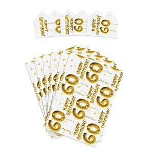 CENTRAL 23 Gold Wrapping Paper - Dad Birthday Wrapping Paper - 6 Sheets of Gift Wrap and Tags - 60th Birthday Wrapping Paper for Mom - Age 60 Sixty - White - For Men and Women