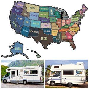 summer rv state pure pattern travel usa map sticker, united states stickers vinyl map rv decals travel trailer camper map of america waterproof decals for window, door or wall, pure pattern states map decal trip camper trailer accessories