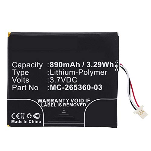 Synergy Digital E Book E Reader Battery, Compatible with SY69JL E Book E Reader, (Li-Pol, 3.7V, 890 mAh), Replacement for 58-000083 Battery