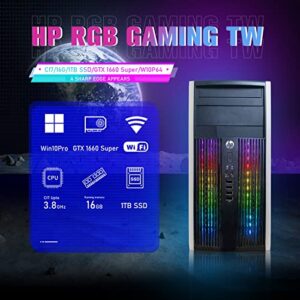 HP RGB Gaming Desktop PC, Intel Quad I7 up to 3.8Ghz,GeForce GTX 1660 Super 6G GDDR6, 16G, 1TB SSD, WiFi, BT 5.0, RGB Keyboard & Mouse, W10P64 (Renewed)