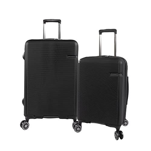 Brookstone Luggage Nelson 2pc Hardside Spinner Luggage, Black, 2 Piece Set