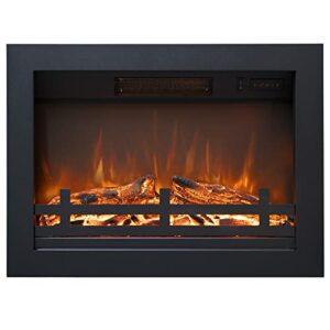 rodalflame 23 inch electric fireplace insert with remote control, 750/1500w, 3 adjustable brightness flames, overheat protection, black