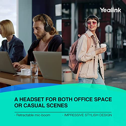 Yealink BH76 Upgraded Bluetooth Headset Wireless Headset with Microphone Teams & Zoom Certified Headset with Hi-Fi ANC Noise Canceling Microphone Office Headphones with Retractable Microphone Arm