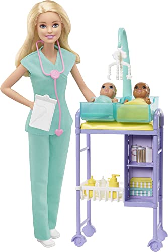 Bundle of Barbie Fast Cast Clinic Playset + Barbie Baby Doctor Playset