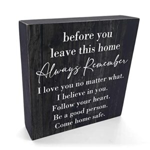inspirational home farmhouse decor desk decor wooden box sign always remember you are braver than you think rustic black wood block plaque box sign for women family friends shelf table decoration