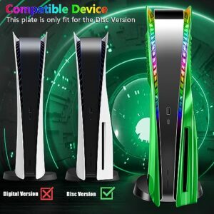 PS5 Plates Console Accessories with Cooling Vent and RGB LED Light Strip for Playstation 5 Disc Edition, SIKEMAY PS5 Cover Face Plates Hard Shockproof Side Shell Skin, 8 Colors 400 Effects - Green