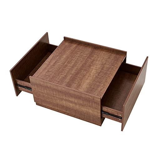Panana Manhattan Gate Engineered Wood Coffee Table (Oak with Drawers)