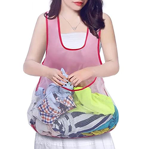 MAQCHGO Drying Clothes Apron with Big Pocket Convenient Don't Bend Over to Dry Clothes Housewives Good Helper (Mesh)