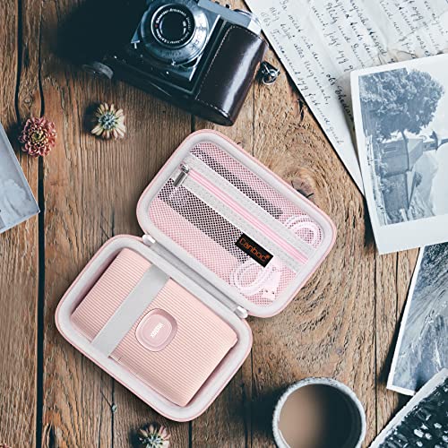 Canboc Hard Case for Fujifilm Instax Mini Link 2/ Instax Mini Link Smartphone Printer/Fujifilm Instax Mini EVO Instant Camera, Mesh Pocket fit Instax Mini Instant Film and Cable, Soft Pink