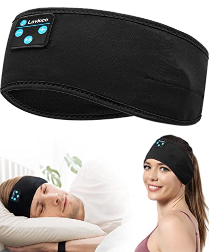 Lavince Sleep Headphones - Headband Headphones - Bluetooth Headband Sleep Headphones for Side Sleeper, Elastic Music Sleeping Band Cozy ASMR Wireless Eye Mask Tech Gadgets Gifts for Women Men