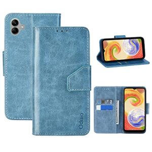 oduio wallet case for samsung galaxy a04 6.5" premium pu leather flip folio case with rfid blocking card slots magnetic closure stand soft tpu shell phone cover, blue