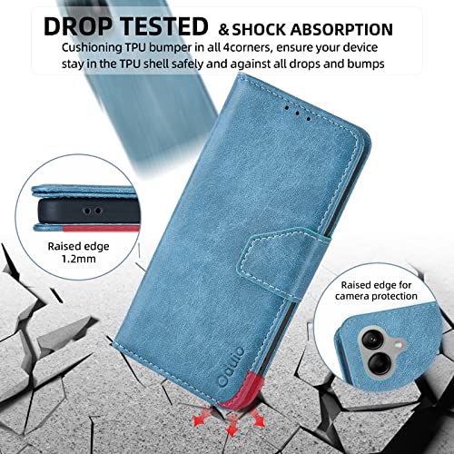 Oduio Wallet Case for Samsung Galaxy A04 6.5" Premium PU Leather Flip Folio Case with RFID Blocking Card Slots Magnetic Closure Stand Soft TPU Shell Phone Cover, Blue