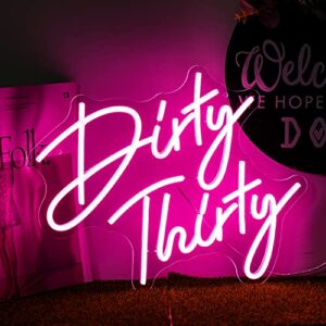 alkkign dirty thirty neon sign 30th birthday party neon signs dimmable pink letter led neon lights usb powered with switch for bedroom wall decor bar club hotel restaurant party wall hanging decoration