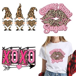 3pcs valentine's day iron on transfers heat transfer iron on decals lips leopard print design iron on vinyl patches t shirt iron on appliques iron on transfer paper for clothing hat diy craft supplies