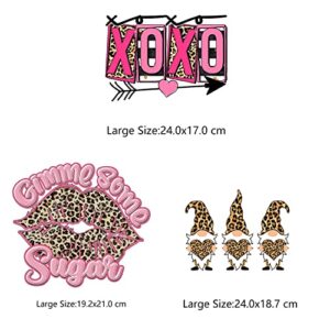 3Pcs Valentine's Day Iron on Transfers Heat Transfer Iron on Decals Lips Leopard Print Design Iron on Vinyl Patches T Shirt Iron on Appliques Iron on Transfer Paper for Clothing Hat DIY Craft Supplies