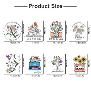 8 Sheets Vintage Flowers Iron On Transfers - Htv Heat Transfer Vinyl Iron On Decals Patches Design - Iron On Stickers T-Shirts Clothing Hats Pillows Backpacks for Women Crafts