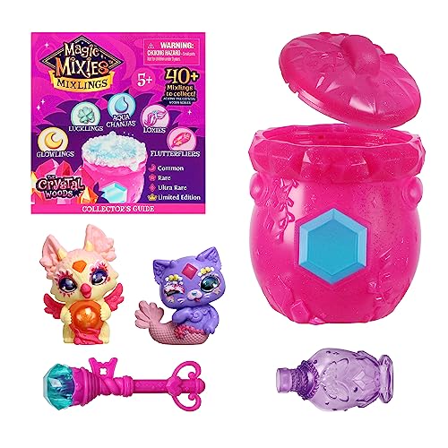 Magic Mixies Mixlings Fizz & Reveal 2 Pack Cauldron, with Magical Fizz and Reveal Unboxing. Double The Magic and Reveal 2 Mixlings from The One Cauldron from The Crystal Woods Series. 40 to Collect!