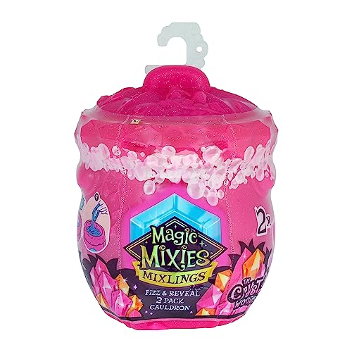 Magic Mixies Mixlings Fizz & Reveal 2 Pack Cauldron, with Magical Fizz and Reveal Unboxing. Double The Magic and Reveal 2 Mixlings from The One Cauldron from The Crystal Woods Series. 40 to Collect!