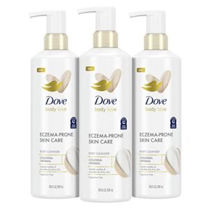 dove body love body cleanser eczema-prone skin care colloidal oatmeal 3 count fragrance free body wash instantly soothes & nourishes dry-itchy skin 17.5 fo