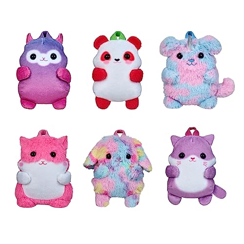 REAL LITTLES - Comes with Only 1 Backpack - Plushie Pet Backpacks. Soft, Fluffy, Animal Micro Backpack with 4 Real Working Micro Stationery Surprises Inside! - Styles May Vary