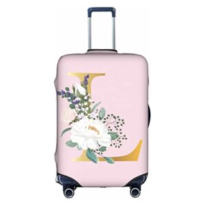 flower lette l pink luggage cover elastic washable stretch suitcase protector anti-scratch travel suitcase cover for kid and adult s (18-21 inch suitcase)