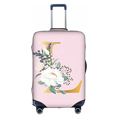 Flower Lette L Pink Luggage Cover Elastic Washable Stretch Suitcase Protector Anti-Scratch Travel Suitcase Cover for Kid and Adult S (18-21 inch suitcase)