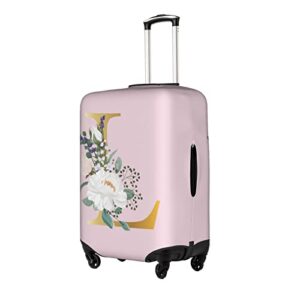 Flower Lette L Pink Luggage Cover Elastic Washable Stretch Suitcase Protector Anti-Scratch Travel Suitcase Cover for Kid and Adult S (18-21 inch suitcase)