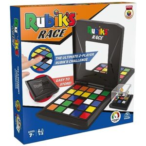 rubik’s race, classic fast-paced strategy sequence brain teaser travel board game two-player speed solving face-off, for adults & kids ages 7 and up