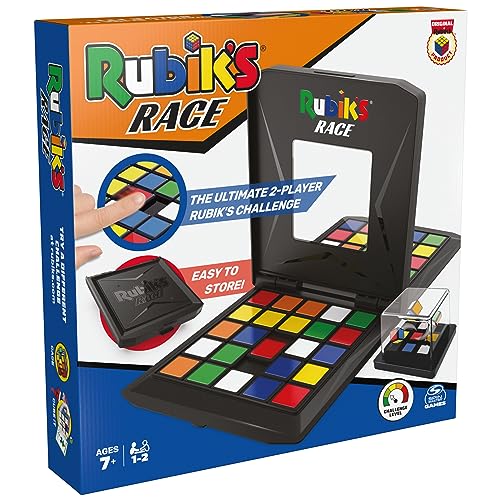 Rubik’s Race, Classic Fast-Paced Strategy Sequence Brain Teaser Travel Board Game Two-Player Speed Solving Face-Off, for Adults & Kids Ages 7 and up