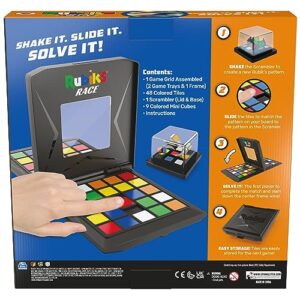 Rubik’s Race, Classic Fast-Paced Strategy Sequence Brain Teaser Travel Board Game Two-Player Speed Solving Face-Off, for Adults & Kids Ages 7 and up